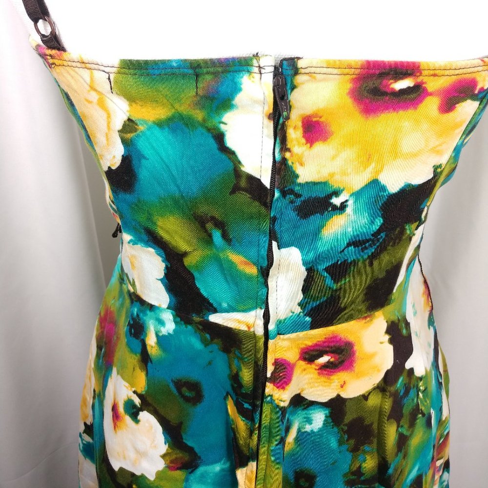 Maurices sleeveless green turqoiuse yellow flowers - Picture 6 of 10